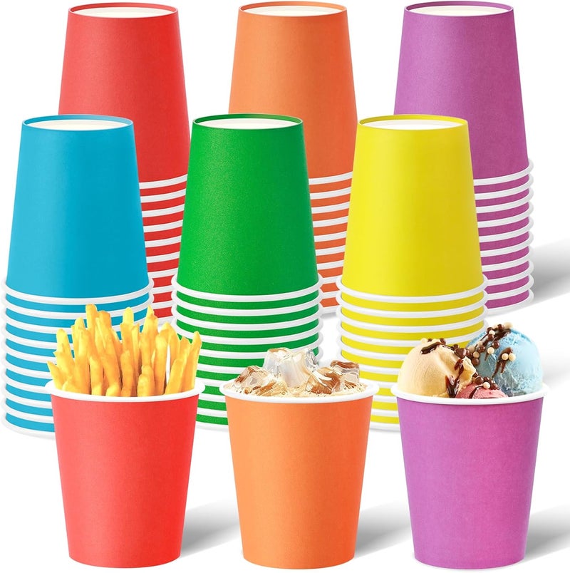 KesaPlan 60 PCS Disposable Paper Cups 9 OZ Colored Party Cups Plastic Drinking Cup Rainbow Paper Cups Bulk 6 Colors for Hot Cold Drink Coffee Tea Juice DIY Perfect for Birthday Holiday Party Supplies - Image 1
