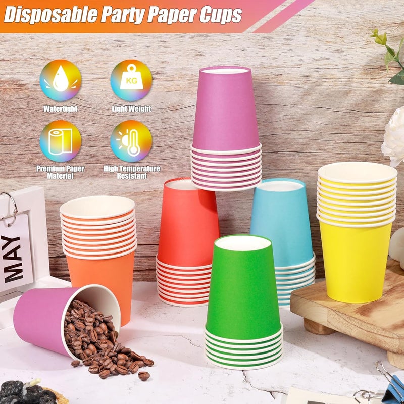 KesaPlan 60 PCS Disposable Paper Cups 9 OZ Colored Party Cups Plastic Drinking Cup Rainbow Paper Cups Bulk 6 Colors for Hot Cold Drink Coffee Tea Juice DIY Perfect for Birthday Holiday Party Supplies - Image 3