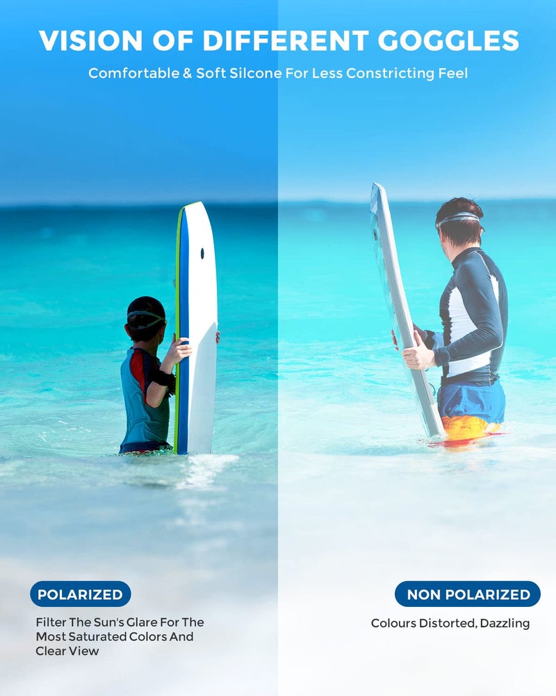 OMID Kids Swim Goggles, 2 Packs P2 Comfortable Polarized Unisex-child Swimming Goggles, Anti-Fog No Leaking Swim Goggles for Children with UV Protection Age 6-14 (Blue Gold+Pink Gold) - Image 2