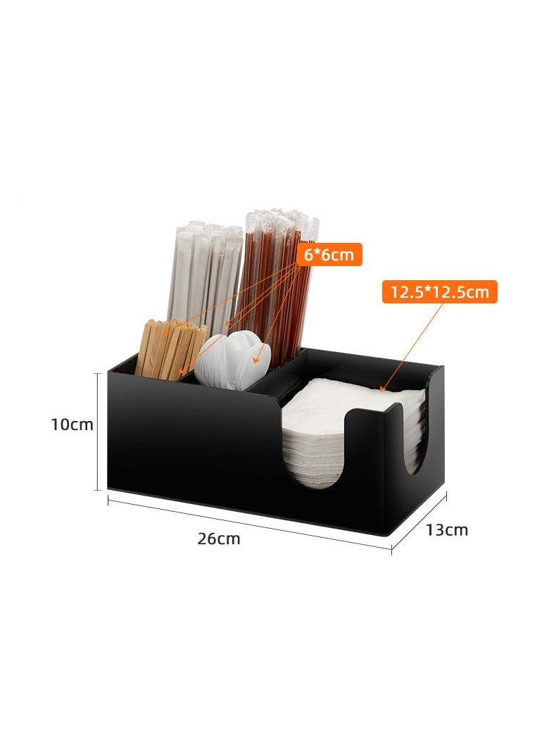 Beauenty Bar Caddy Organizer – Fully Loaded with Bar Supplies – Napkins, Cocktail Straws, and Swizzle Sticks – Heavy-Duty Refillable Bar Organizer in Stylish Black - Image 2