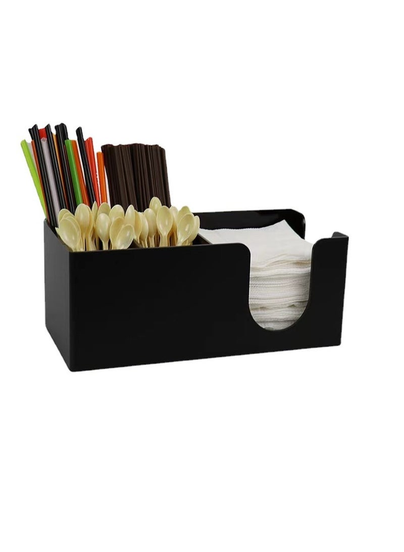 Beauenty Bar Caddy Organizer – Fully Loaded with Bar Supplies – Napkins, Cocktail Straws, and Swizzle Sticks – Heavy-Duty Refillable Bar Organizer in Stylish Black - Image 3