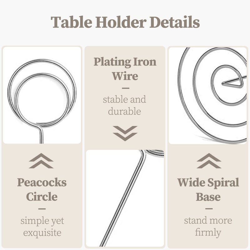 RONTEDA Table Number Holders 10Pcs - 8.75 inch Tall Table Number Stands Place Card Holder for Wedding Party Graduation Reception Restaurant Home Photo Picture Office Memo (Silver, 8.75") - Image 3