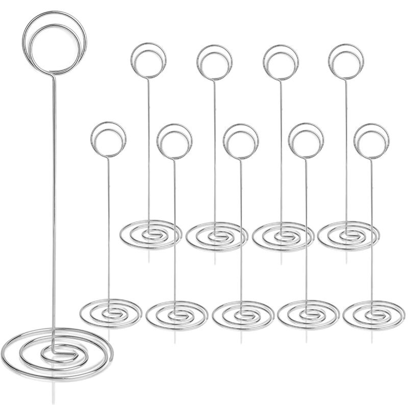 RONTEDA Table Number Holders 10Pcs - 8.75 inch Tall Table Number Stands Place Card Holder for Wedding Party Graduation Reception Restaurant Home Photo Picture Office Memo (Silver, 8.75") - Image 1