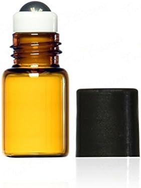 True Decor True Essence 3 ml, 3/4 Dram Amber Glass Mini Roll-on Glass Bottles with Metal Roller Balls - Refillable Aromatherapy Essential Oil Roll On (12) 