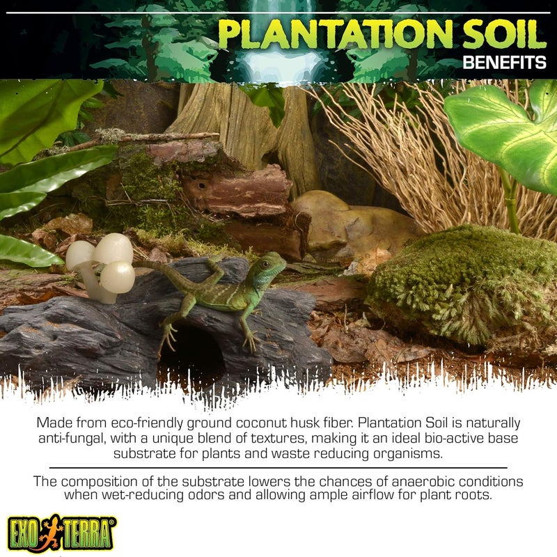 Exo Terra Plantation Soil - 8 Quart Coconut Fiber Substrate for Terrariums - Image 5