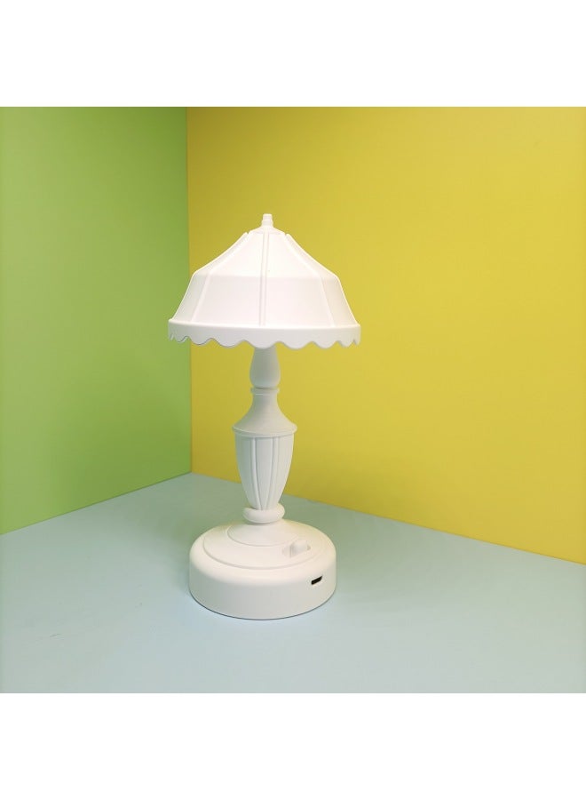 Creative Ins Retro Lotus Leaf USB Lamp Student Desktop Flower Decorative Table Lamp Bedroom DIY Ornaments Gift-Color:BJJ058-4 White (light Pole Random)  - Image 1