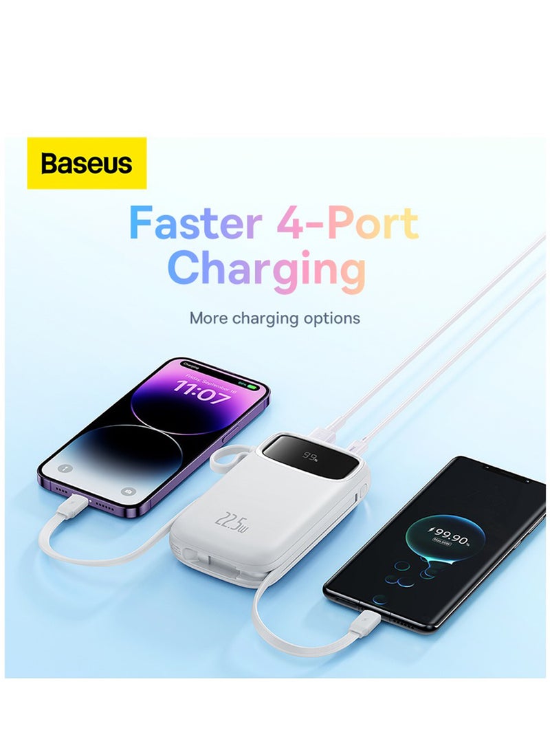 Baseus 20000 mAh Portable Charger Power Bank 22.5W 20000mAh Fast Charging Portable Phone Charger With Built In Lightning And USB C Output Cable LED Display Battery Pack For iPhone Samsung Android Pixel iPad White - Image 4