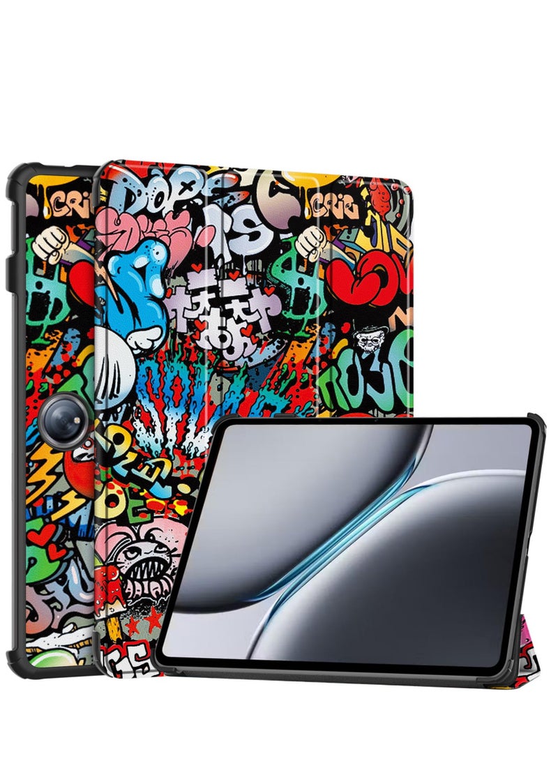 Case for OnePlus Pad 2 / OnePlus Pad Pro 12.1 Inch Released 2024 Folio Slim Smart Cover Lightweight Hard Shell Protective Case with Multi-Angle Stand -Graffiti - Image 1