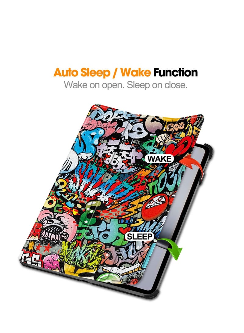 Case for OnePlus Pad 2 / OnePlus Pad Pro 12.1 Inch Released 2024 Folio Slim Smart Cover Lightweight Hard Shell Protective Case with Multi-Angle Stand -Graffiti - Image 3