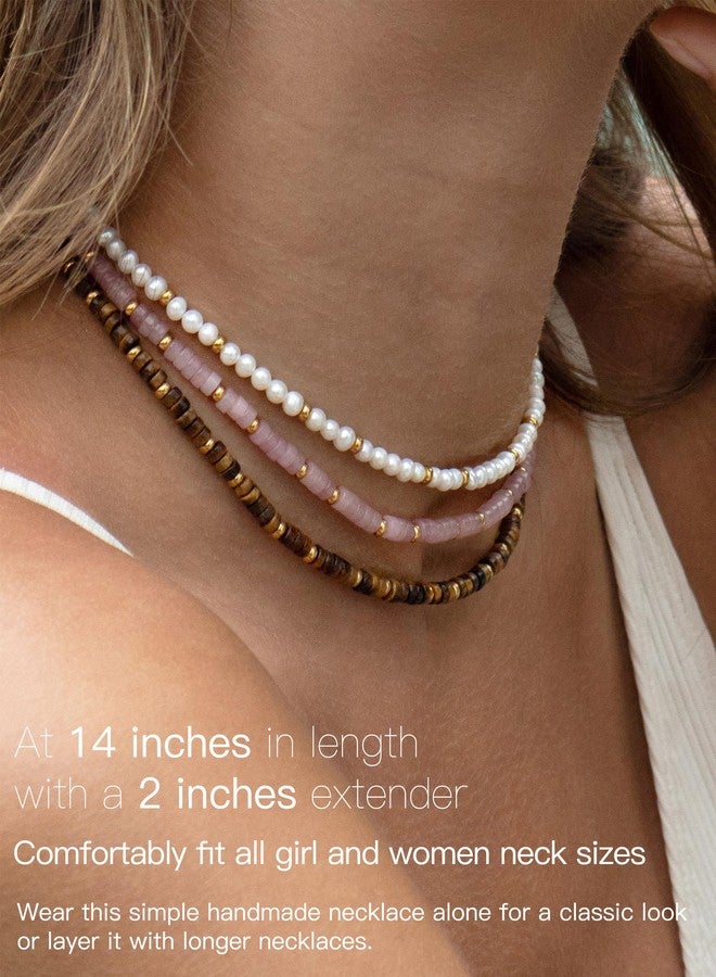 MIDDLUX Choker Necklace for Women, Blue Dumortierite Quartz Beaded Choker, 15" Stainless Steel Chain with Lobster Clasp - Image 4