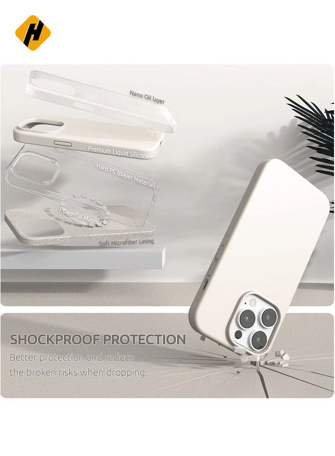 (4 in 1 iPhone 14 Pro MAX Case (6.7 inch 2022), Compatible with Mag Safe  with 2 Screen Protector + 1 Camera Protector Silicone Case for iPhone 14 Pro MAX (Stone)  - Image 5