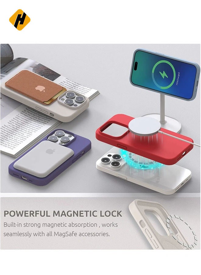 (4 in 1 iPhone 14 Pro MAX Case (6.7 inch 2022), Compatible with Mag Safe  with 2 Screen Protector + 1 Camera Protector Silicone Case for iPhone 14 Pro MAX (Stone)  - Image 4