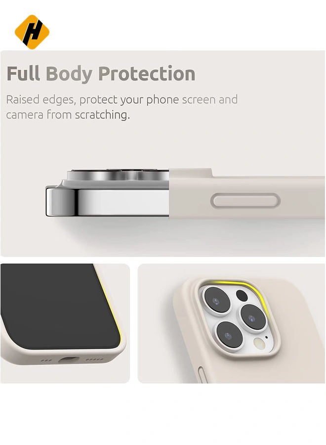 (4 in 1 iPhone 14 Pro MAX Case (6.7 inch 2022), Compatible with Mag Safe  with 2 Screen Protector + 1 Camera Protector Silicone Case for iPhone 14 Pro MAX (Stone)  - Image 3
