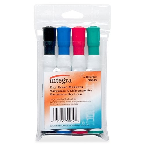 Integra Dry-Erase Marker, Chisel Tip, 4/Set, Black/Blue/Red/Green (ITA30015) - Image 2