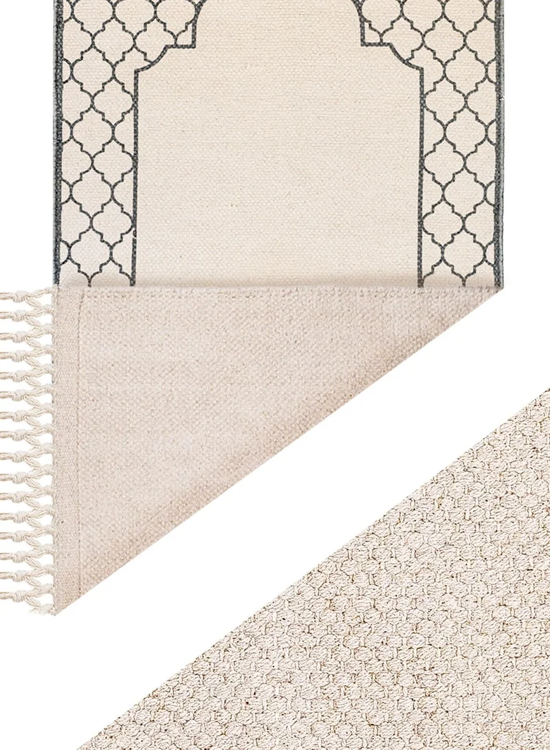 KHAMSA Comfort | Muslim Prayer Rug Prayer Mat with Added Foam Adult Size 65 cm x 110 cm Arabic Style Janamaz in 100% Soft Organic Cotton Fabric Handcrafted Arabic Design | Ramadi - Grey