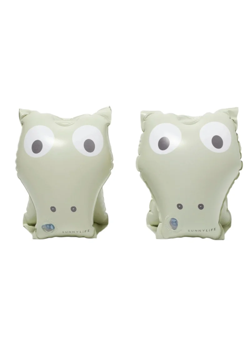 SUNNY LIFE Kids Inflatable Arm Bands Cookie the Croc Light Khaki