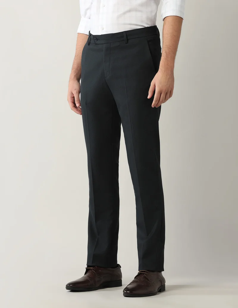 Arrow Dark Grey Mid Rise Smartflex Trousers for Men | Best Price UAE
