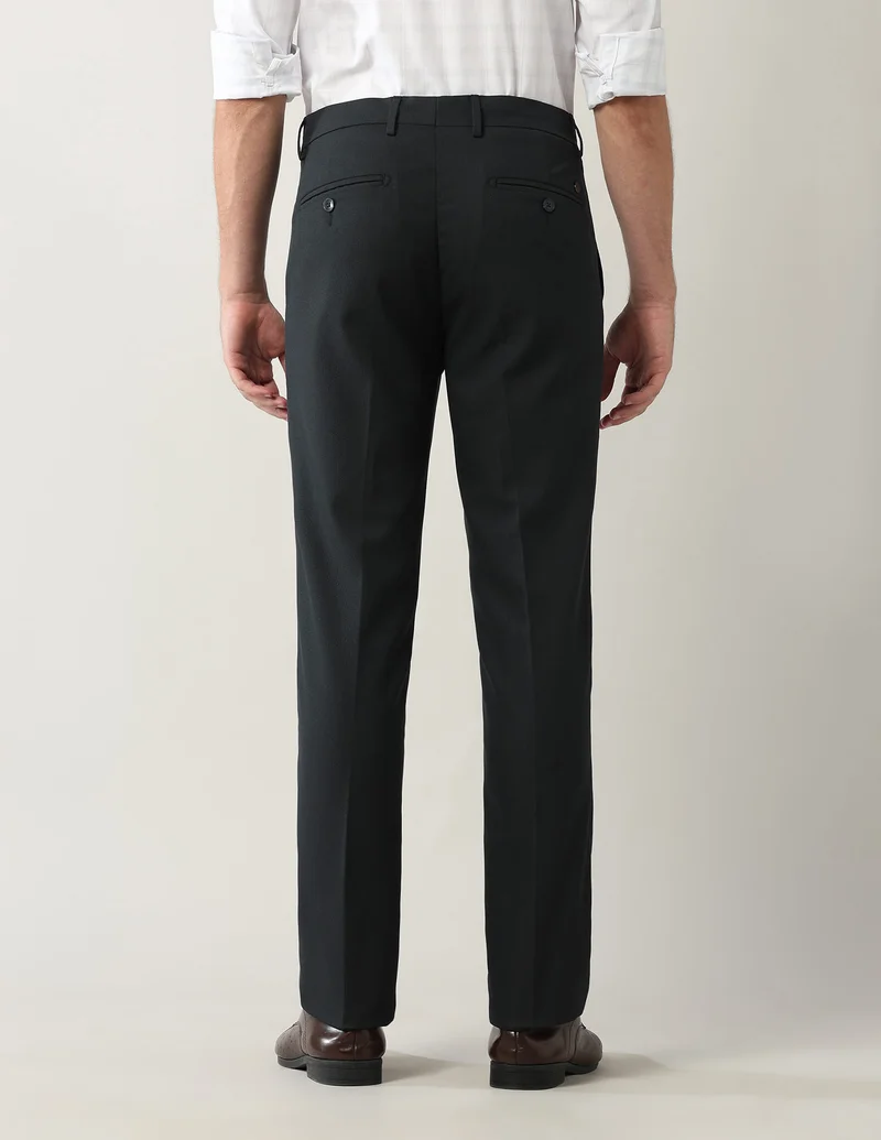 Arrow Dark Grey Mid Rise Smartflex Trousers for Men | Best Price UAE