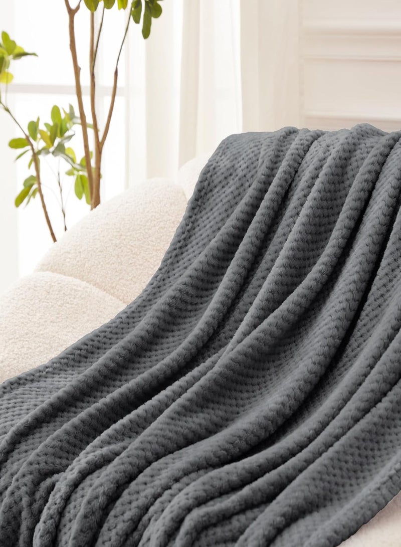 دوناتيلا بطانية صوف وافل ناعمة مقاس كينج (200 * 240 سم) بدون سقيفة ، بدون بيلينغ قطيفة مريحة رمي 300 جرام لكل متر مربع بطانية خفيفة الوزن للسرير والأريكة والكرسي والأريكة والتخييم ، ينجي - Image 2