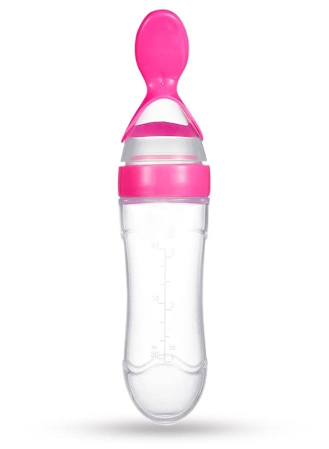 AEREX BPA Free Feeding Bottles | Newborn Baby Feeding Bottle with Spoon | Baby Squeezy Food Feeder for Baby | Feeding Spoon Bottle for Semi-Solid Food, Cereals, Fruit Food Feeder (Pink) - Image 2