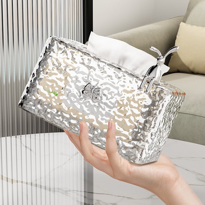 Transparent Ice Creek Tissue Box: High-Quality Plastic - Durable Long-Lasting Tissue Holder - Easy Access Compact Tissue Container for Living Room, Dining Room or Office - Image 3