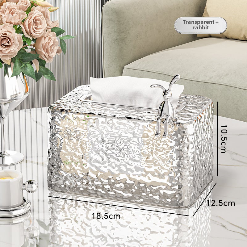 Transparent Ice Creek Tissue Box: High-Quality Plastic - Durable Long-Lasting Tissue Holder - Easy Access Compact Tissue Container for Living Room, Dining Room or Office - Image 1