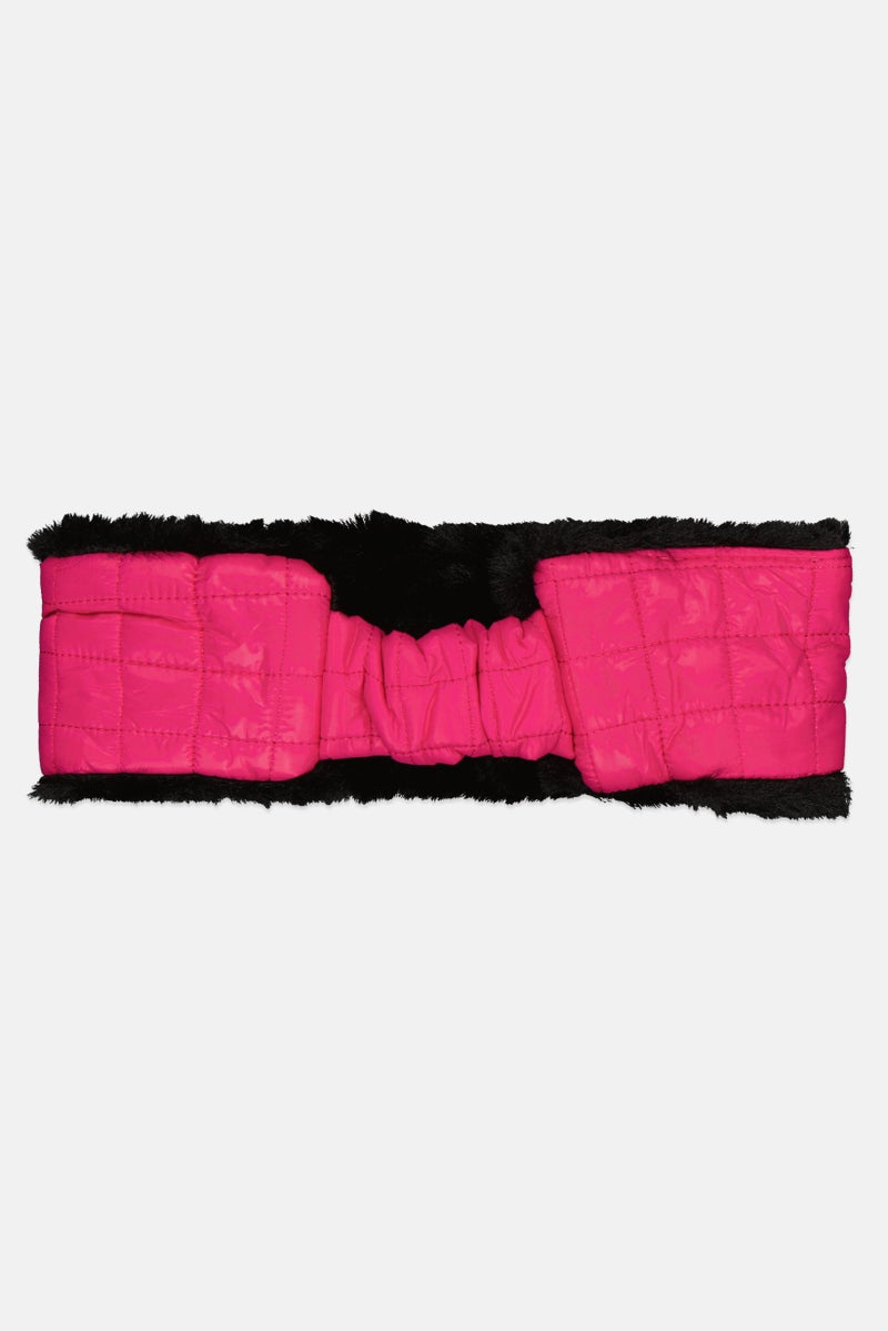 Body Glove Women Shiny Quilted Faux Fur Headband, Pink  - Image 2
