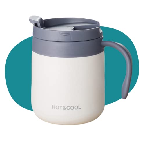 Potency Travel Mug, Insulated Coffee Cup with Lid,Vacuum Insulation Stainless Steel Reusable for Hot Cold Coffee,Tea, Thermal Mug with Non-Slip (White, 350 ML) - Image 1