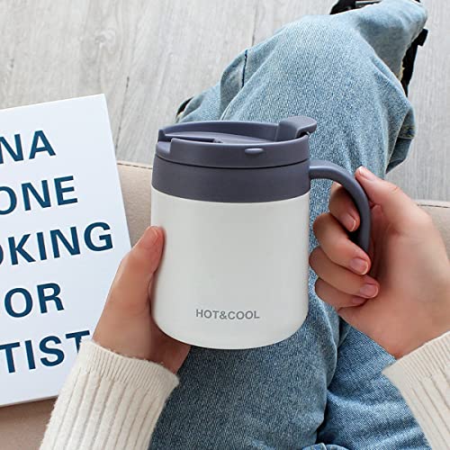 Potency Travel Mug, Insulated Coffee Cup with Lid,Vacuum Insulation Stainless Steel Reusable for Hot Cold Coffee,Tea, Thermal Mug with Non-Slip (White, 350 ML) - Image 3