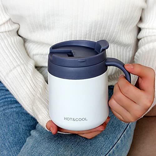 Potency Travel Mug, Insulated Coffee Cup with Lid,Vacuum Insulation Stainless Steel Reusable for Hot Cold Coffee,Tea, Thermal Mug with Non-Slip (White, 350 ML) - Image 5
