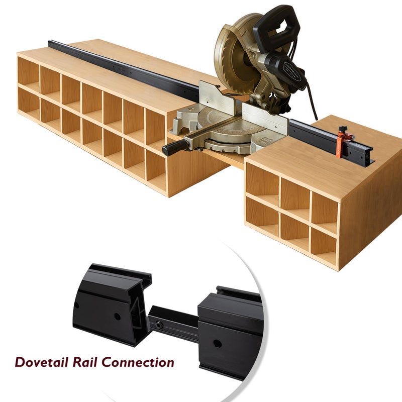 O'SKOOL Miter Saw Fence System with Adjustable Flip Stop â€“ 68" Expandable Aluminum Track with Dual-Direction Measure Tape for Radial Arm Saws, Drill Presses, and Woodworking Stations, RTS024 - Image 3