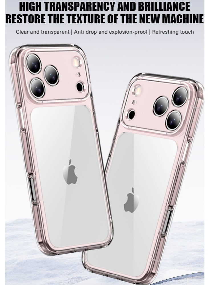 iPhone 17 Pro Max Case: Clear Pink, Integrated Screen Guard, Slim Military-Grade Rugged - Image 1