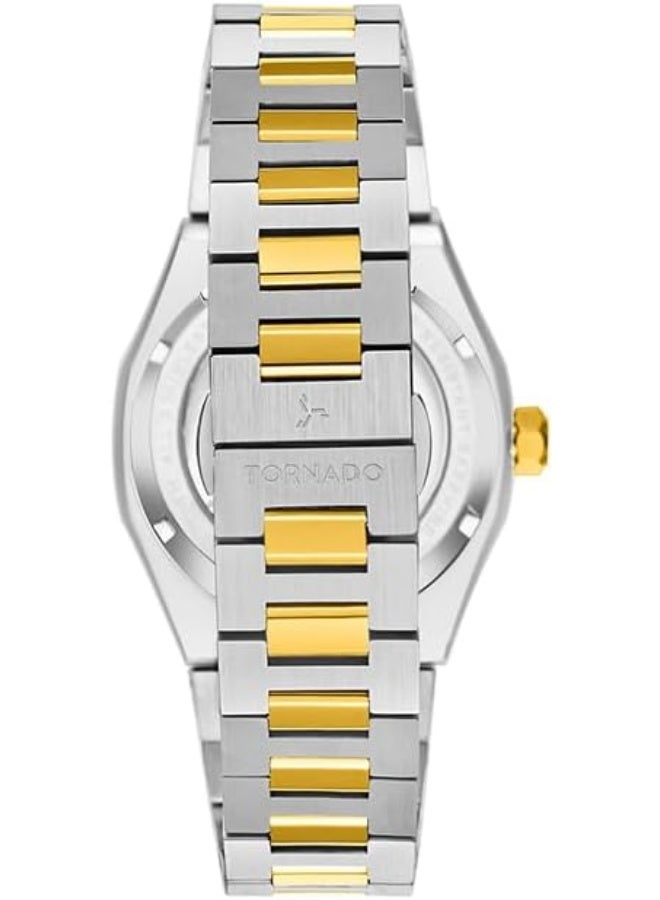 Tornado Autonova Men's Watch, Automatic Display and Solid Stainless Steel Brushed Bracelet Strap - T24303-TBTH, TT Gold - Image 3