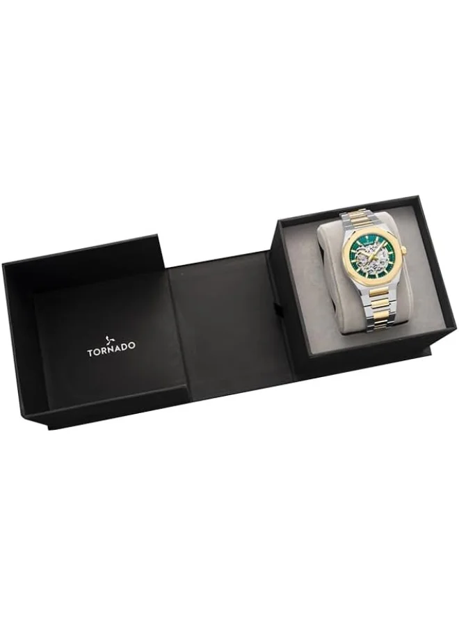 TORNADO Tornado Autonova Men's Watch, Automatic Display and Solid Stainless Steel Brushed Bracelet Strap - T24303-TBTH, TT Gold