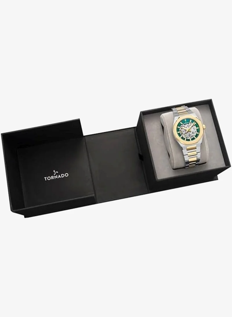 Tornado Olive Green / Dark Green Men's  Solid Stainless Steel,Integrated bracelet with Brushed Outer Links, Polished Center Links Automatic Watch T24303-TBTH - 41mm mm for Men | Best Price UAE