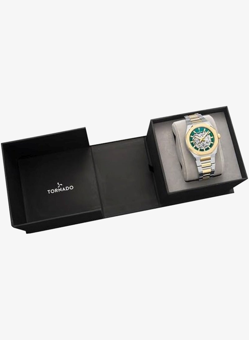 TORNADO Men's  Solid Stainless Steel,Integrated bracelet with Brushed Outer Links, Polished Center Links Automatic Watch T24303-TBTH - 41mm mm - Image 4