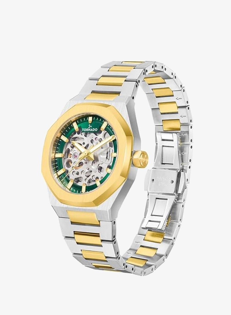 TORNADO Men's  Solid Stainless Steel,Integrated bracelet with Brushed Outer Links, Polished Center Links Automatic Watch T24303-TBTH - 41mm mm - Image 2