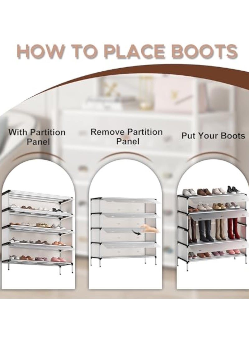 YelaJoy 6 Tiers Shoe Rack Organizer Capacity 24 Pairs Large Tall Shoe Storage for Closet Entryway with Dust Cover Holder Space Saving Small Shoe Shelf Multifunctional Rack in Different Combinations - Image 4