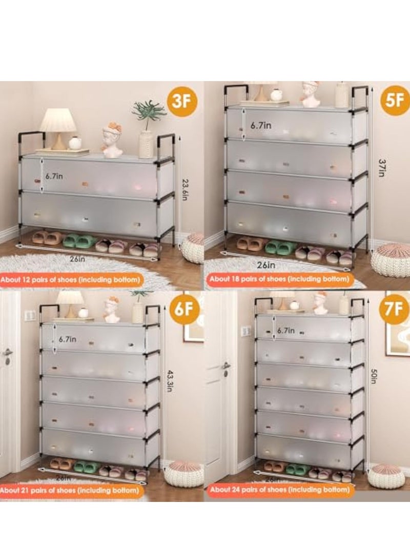 YelaJoy 6 Tiers Shoe Rack Organizer Capacity 24 Pairs Large Tall Shoe Storage for Closet Entryway with Dust Cover Holder Space Saving Small Shoe Shelf Multifunctional Rack in Different Combinations - Image 3