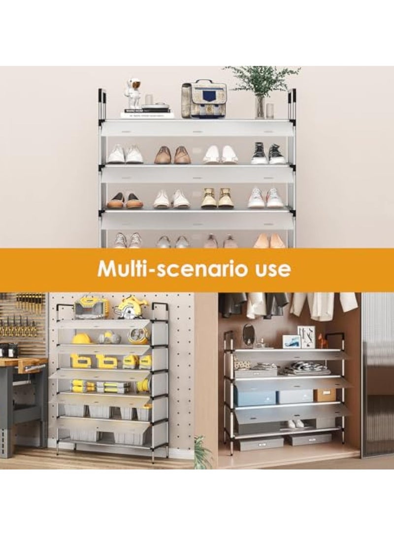 YelaJoy 6 Tiers Shoe Rack Organizer Capacity 24 Pairs Large Tall Shoe Storage for Closet Entryway with Dust Cover Holder Space Saving Small Shoe Shelf Multifunctional Rack in Different Combinations - Image 5