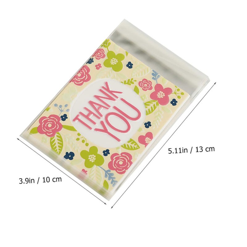 Self Adhesive Floral Baking Candy Bags 100 Pcs Opp Plastic Cookie Treat Cellophane Bags - Image 3