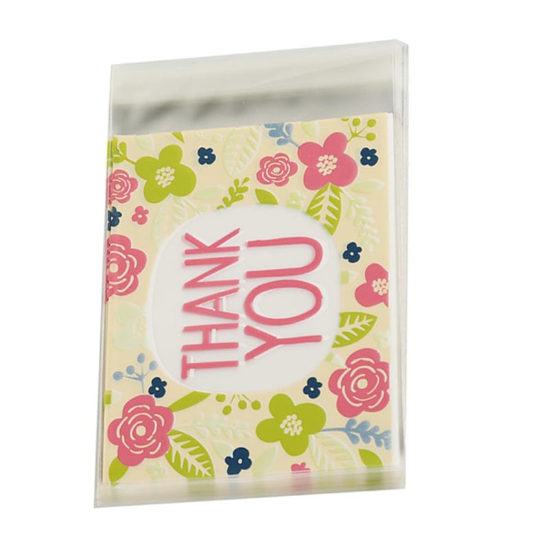 Self Adhesive Floral Baking Candy Bags 100 Pcs Opp Plastic Cookie Treat Cellophane Bags - Image 2