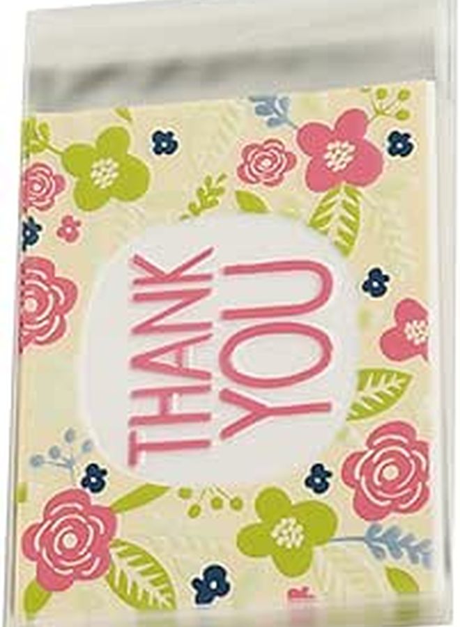 Self Adhesive Floral Baking Candy Bags 100 Pcs Opp Plastic Cookie Treat Cellophane Bags - Image 1