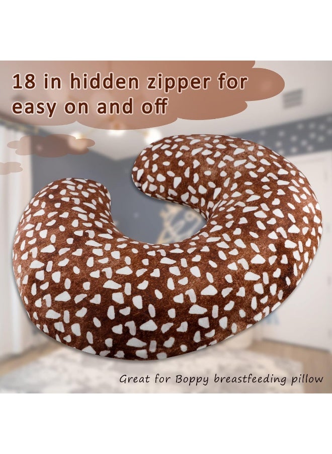 GFU Nursing Pillow Cover for Baby Boys and Girls, Minky Breastfeeding Pillow Case for Newborn, Soft Deer Print Breastfeeding Pillow Slipcover, Fit for Standard Infant Nursing Pillows, Brown - Image 5