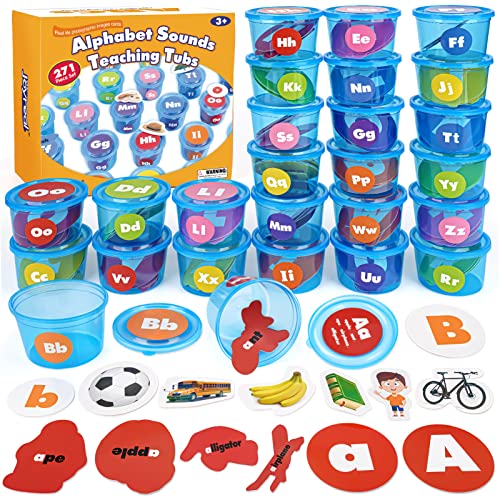 Joyreal Alphabet Learning Toys for Toddlers - 26 Alphabet Soup Sorters with 245 Flash Cards for Early Letter Awareness & Recognition - Fun Education Classroom Supplies Alphabet Sounds Teaching Games - Image 1