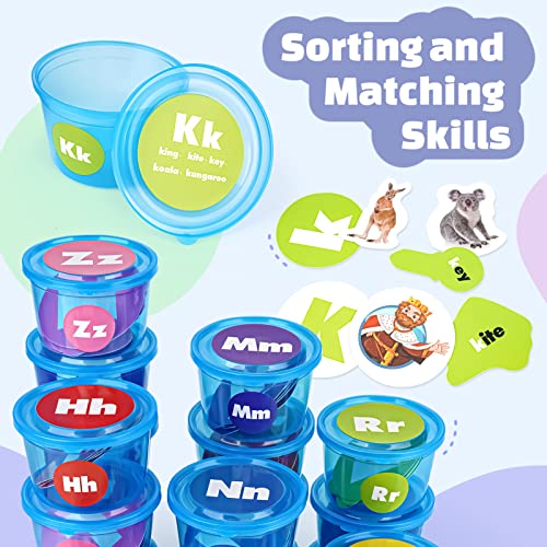Joyreal Alphabet Learning Toys for Toddlers - 26 Alphabet Soup Sorters with 245 Flash Cards for Early Letter Awareness & Recognition - Fun Education Classroom Supplies Alphabet Sounds Teaching Games - Image 3