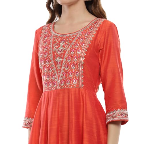 BIBA Orange Polyester Blend Anarkali Suit Set - Image 3