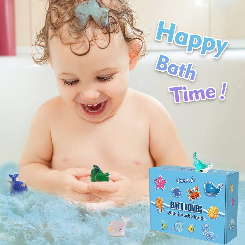 Santrela Bath Bombs for Kids with Surprise Toys Inside, 12 Pack Shell Kids Bath Bombs Gift Set for Girls Boys Birthday, Easter, Christmas, Halloween, Handmade Organic Bath Fizzy Bomb with Sea Animal for Child - Image 3