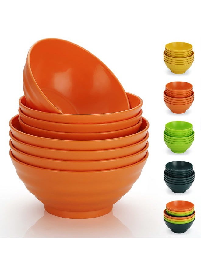 mikimini Plastic Bowls Set of 8 Pieces, 2 Sizes 17/34oz Unbreakable Reusable Light Weight Bowl for Cereal, Noodle, Soup, Pasta, Ramen, Popcorn, Fruit, Salad and All Purpose  - Image 1