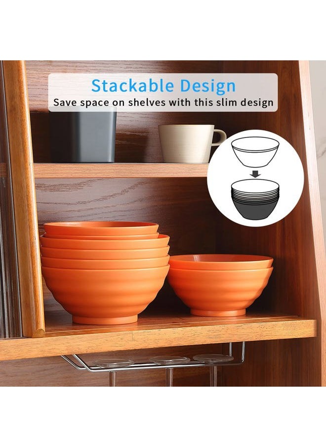 mikimini Plastic Bowls Set of 8 Pieces, 2 Sizes 17/34oz Unbreakable Reusable Light Weight Bowl for Cereal, Noodle, Soup, Pasta, Ramen, Popcorn, Fruit, Salad and All Purpose  - Image 5